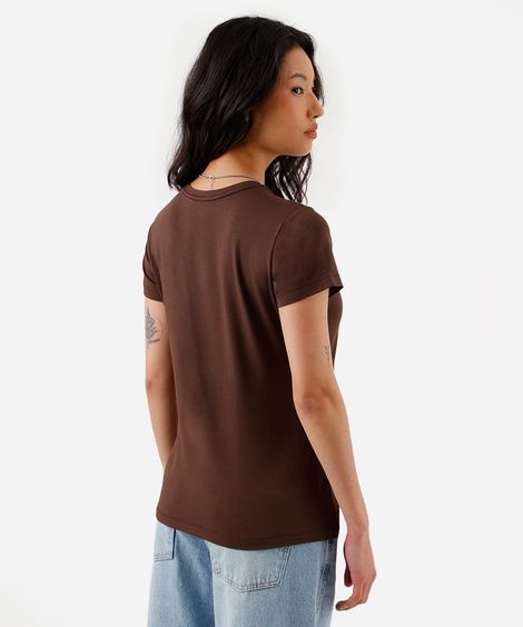 camiseta feminina manga curta airtech marrom