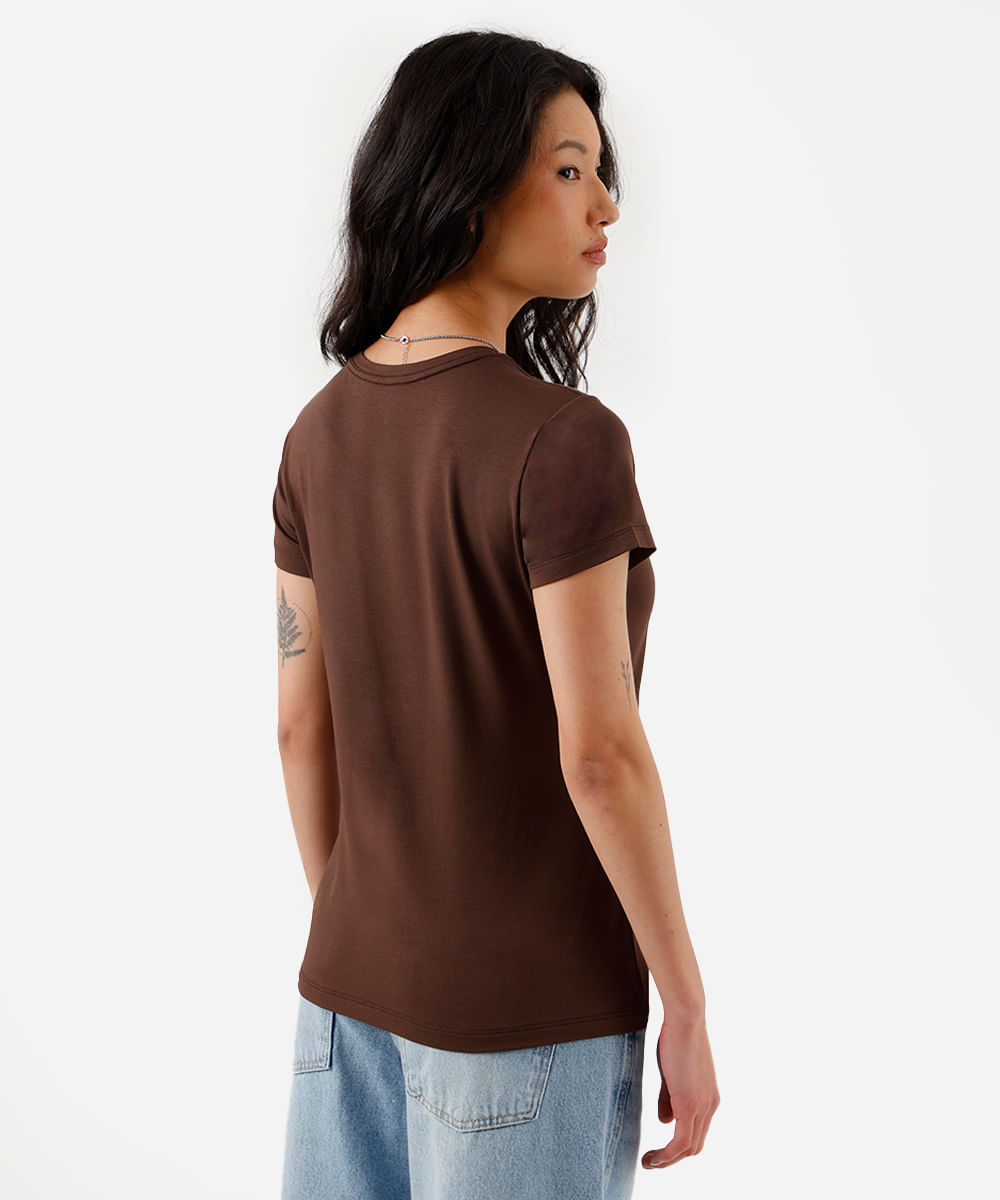 camiseta feminina manga curta airtech marrom