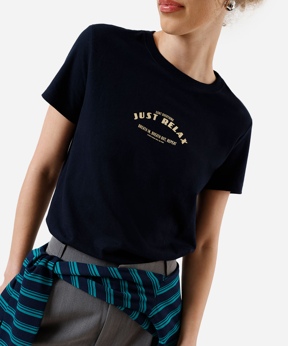 camiseta feminina de algodão manga curta snoopy azul