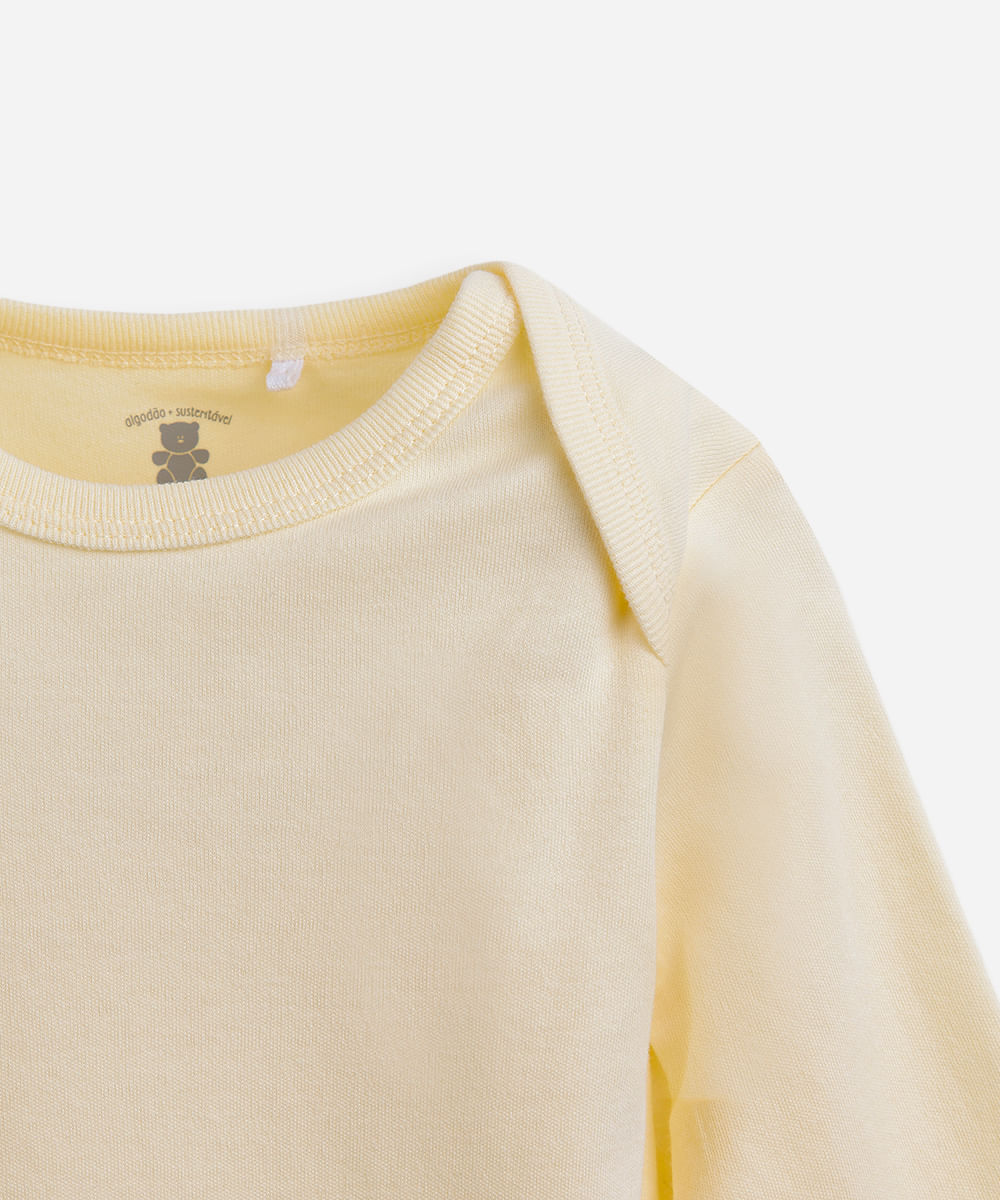 conjunto body e calça infantil algodão essencial amarelo