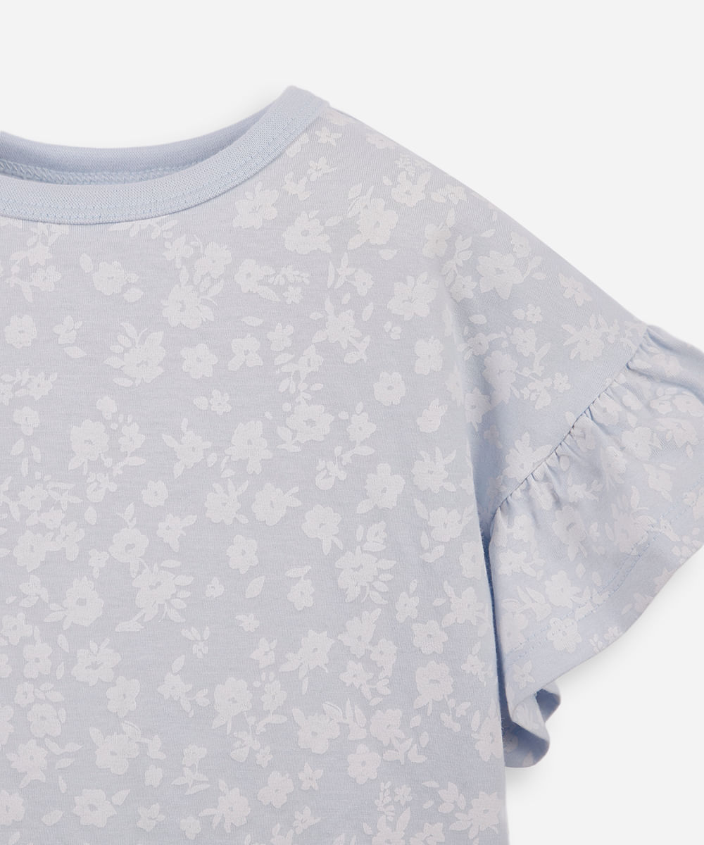 kit de 2 blusas infantis de algodão floral colorido