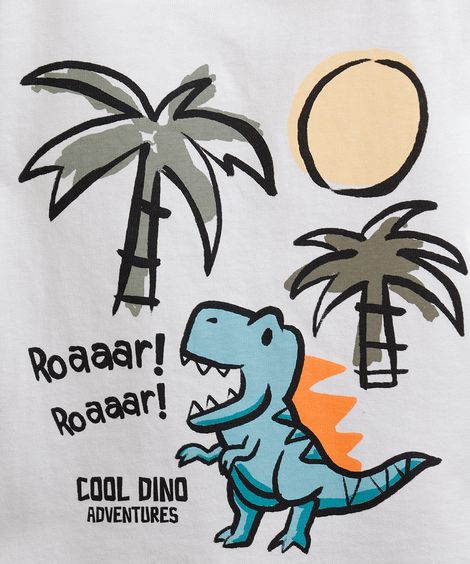 conjunto curto infantil de algodão dino off white