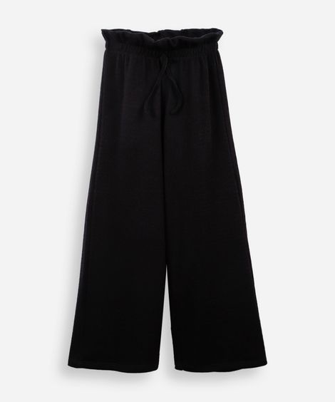 calça reta infantil cós elástico texturizada preto