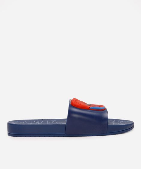 chinelo slide infantil homem aranha grendene  azul
