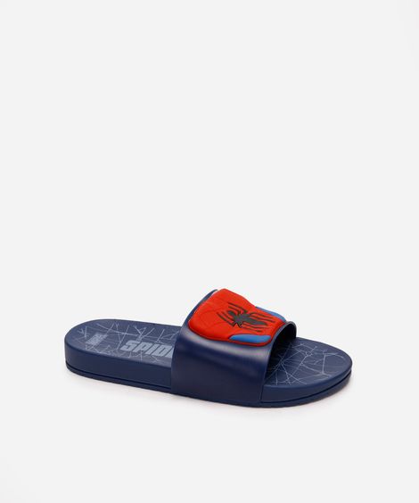 chinelo slide infantil homem aranha grendene  azul