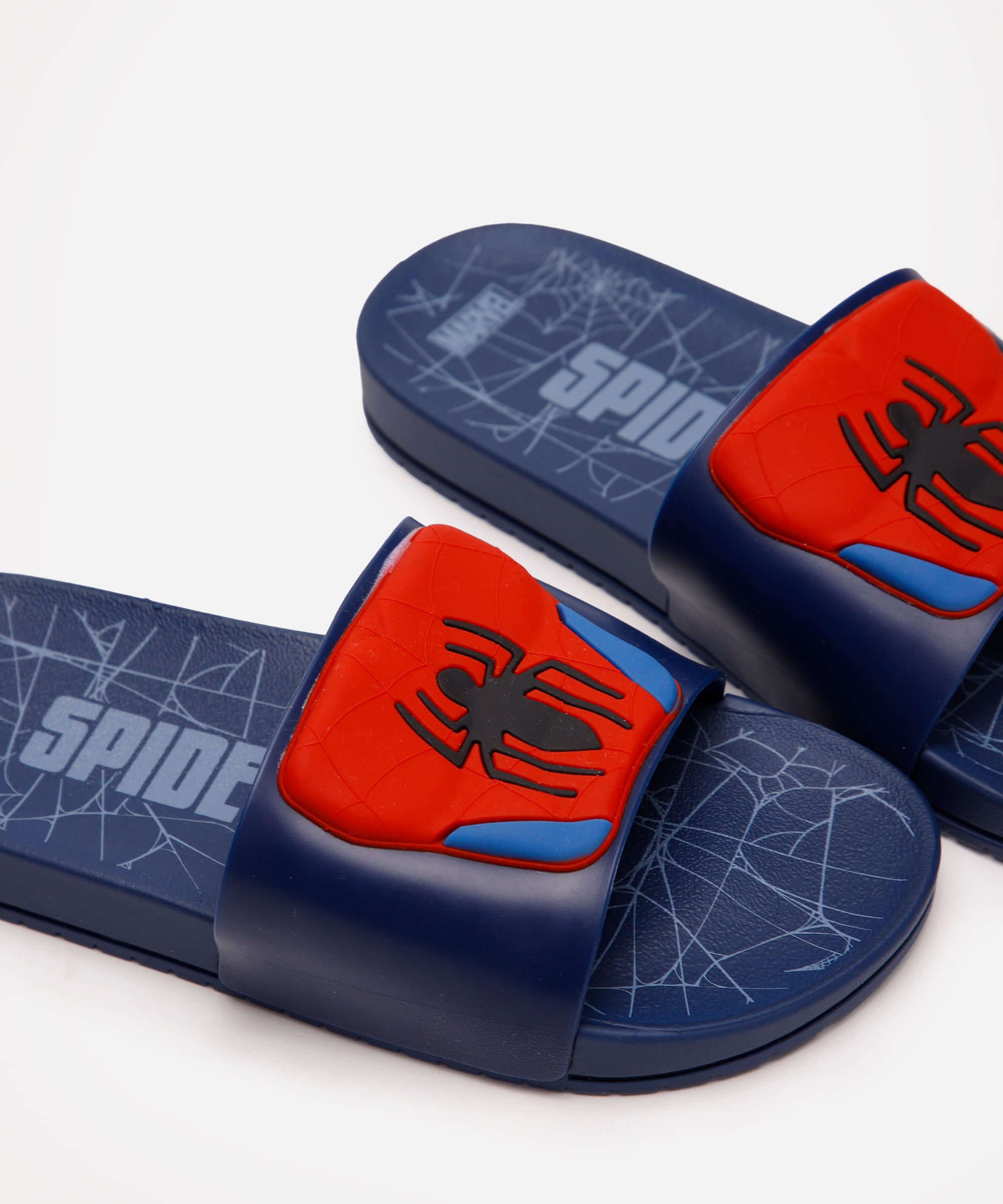 chinelo slide infantil homem aranha grendene  azul