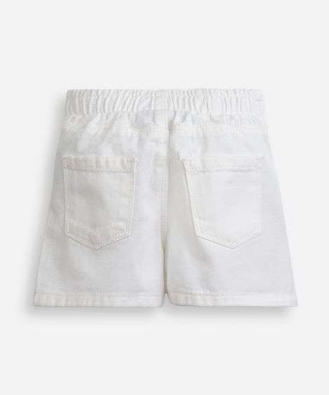 short saia infantil de sarja com bordado hello kitty off white