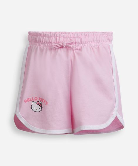 short runner infantil de algodão hello kitty rosa