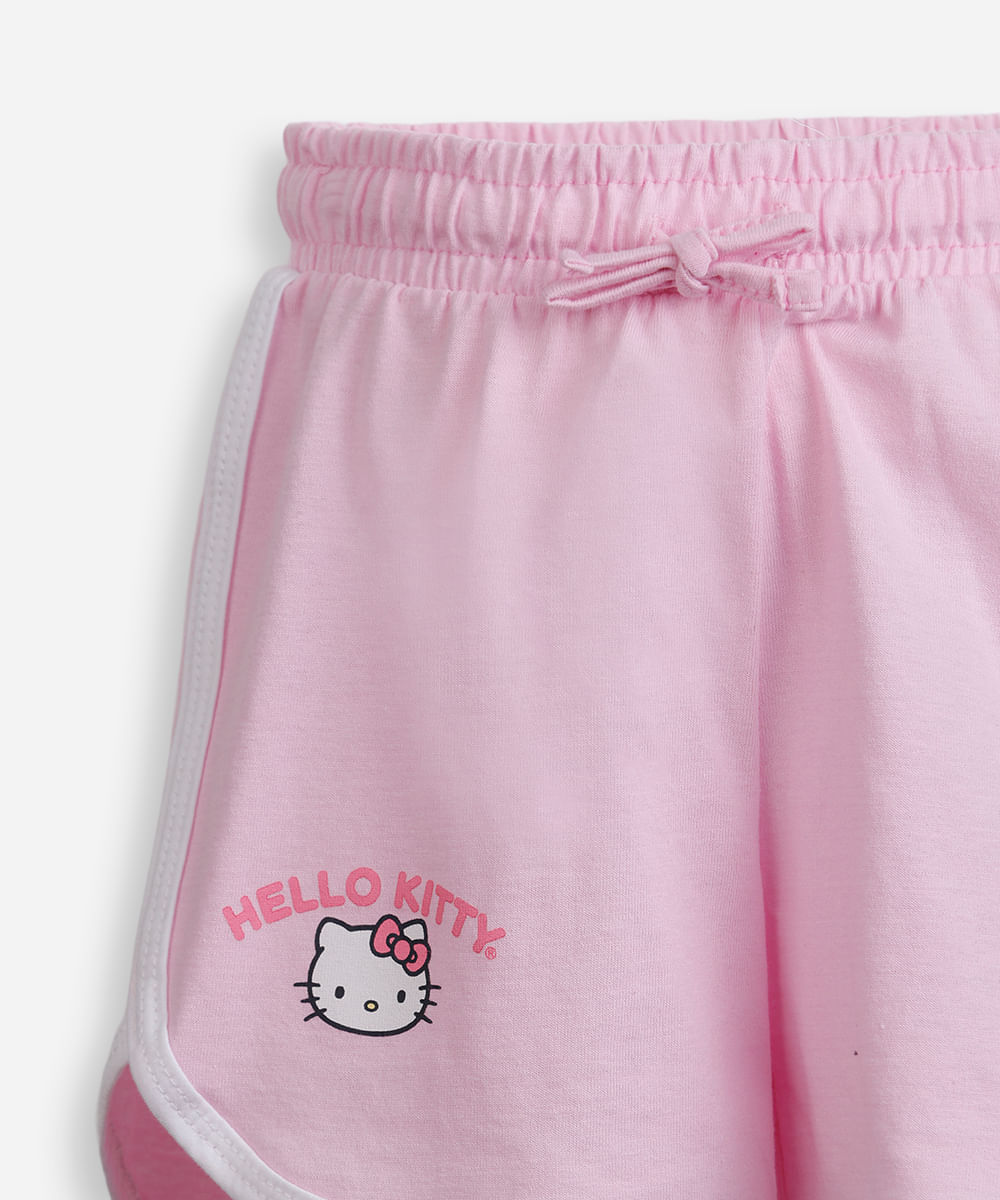 short runner infantil de algodão hello kitty rosa