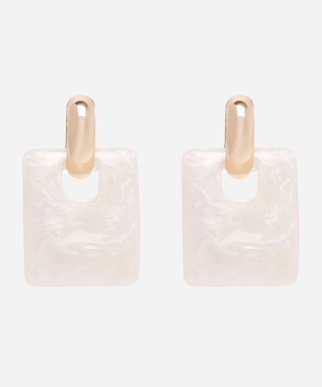 brinco com pingente retangular dourado