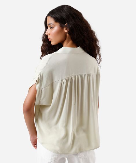 camisa feminina de viscose manga curta texturizada verde