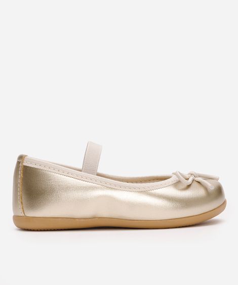 sapatilha infantil com laço dourada