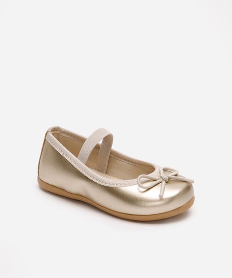 sapatilha infantil com laço dourada
