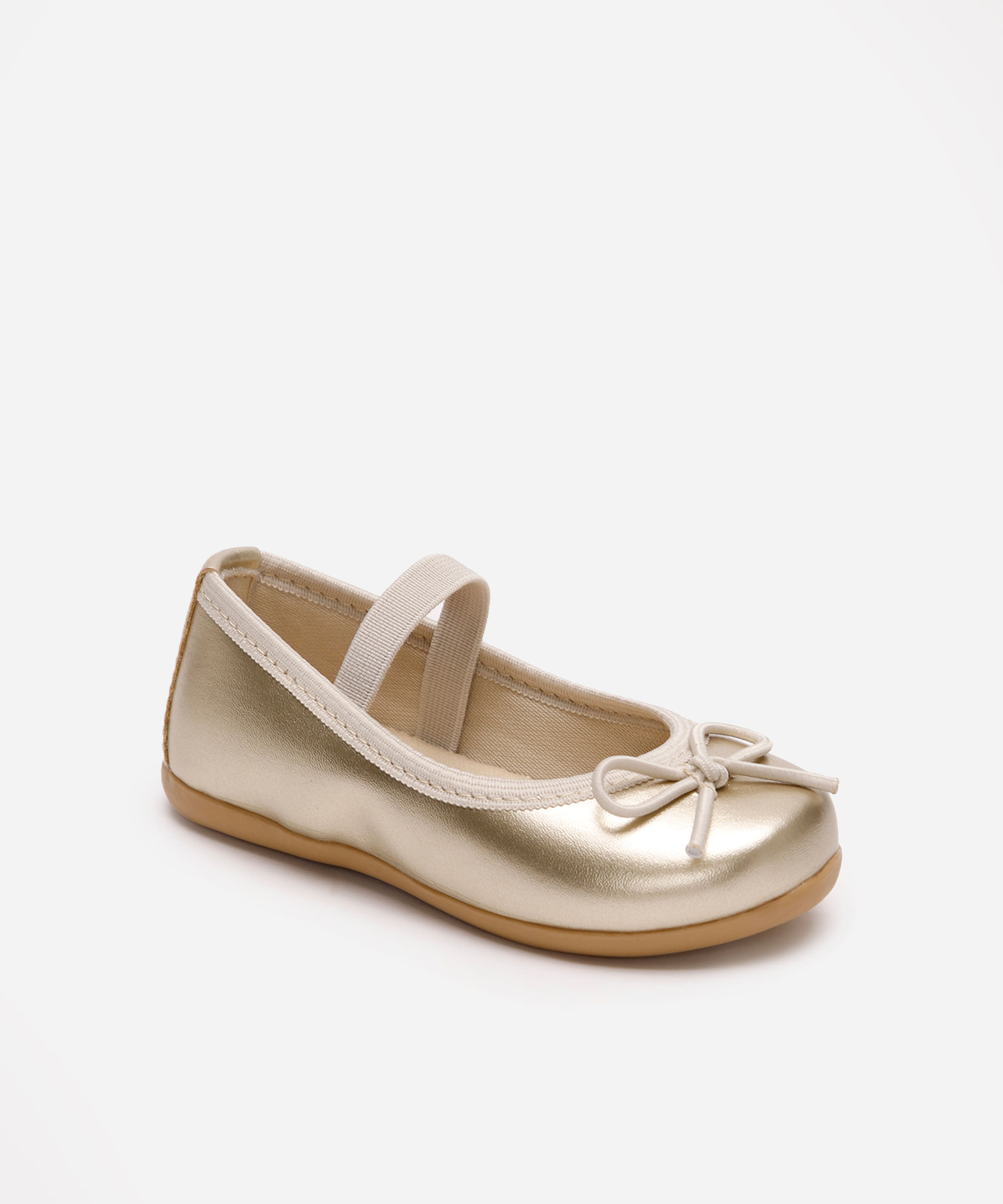 sapatilha infantil com laço dourada