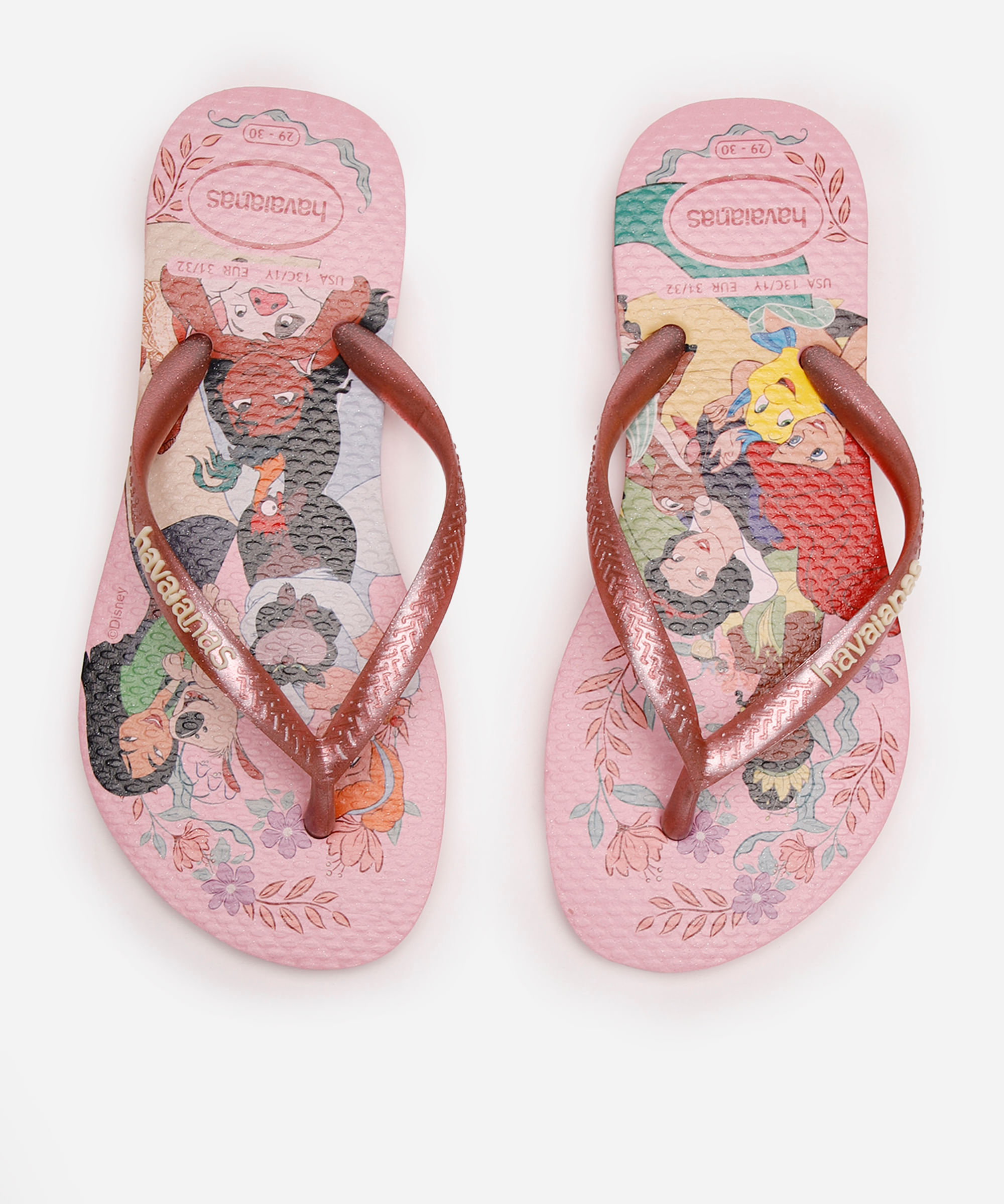 chinelo havaianas infantil princesas rosa
