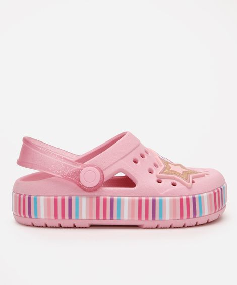 babuche infantil estrela rosa