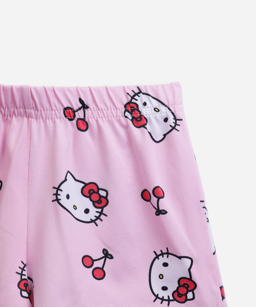 pijama curto infantil hello kitty rosa