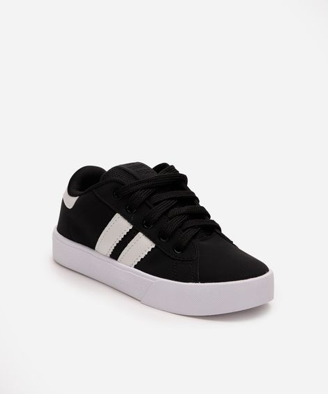 tênis casual infantil com recortes ollie preto