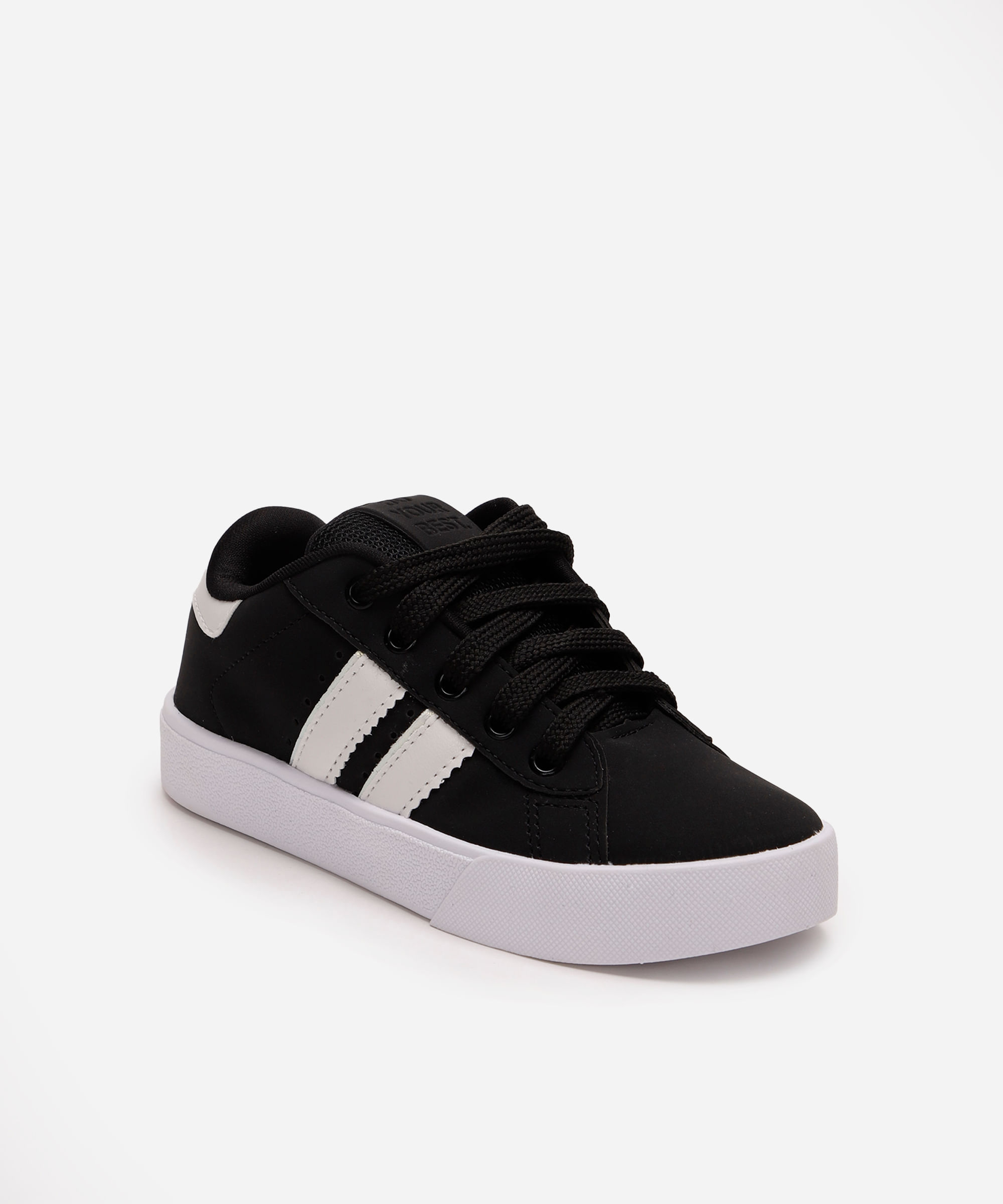 tênis casual infantil com recortes ollie preto