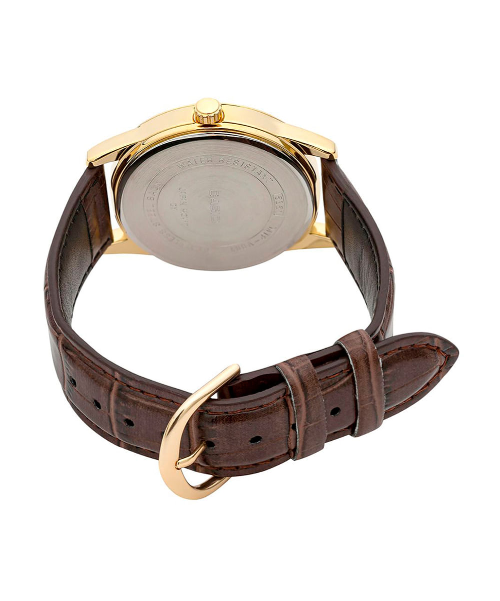 relógio unissex casio analógico  mtp v006gl 7budf dourado