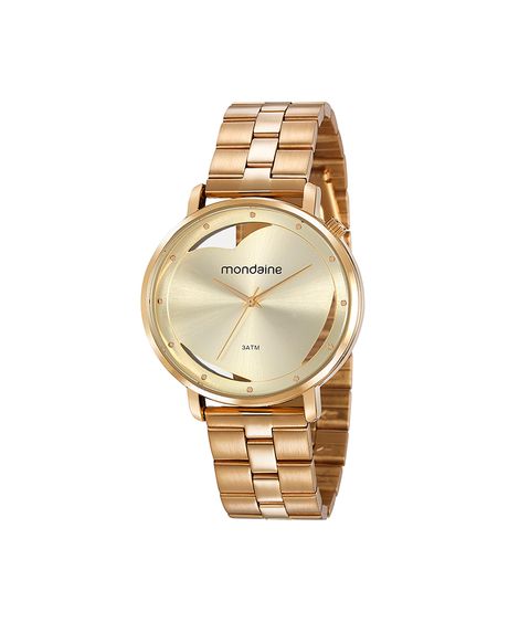 kit relógio feminino mondaine analógico 53748lpmkde1k1 dourado