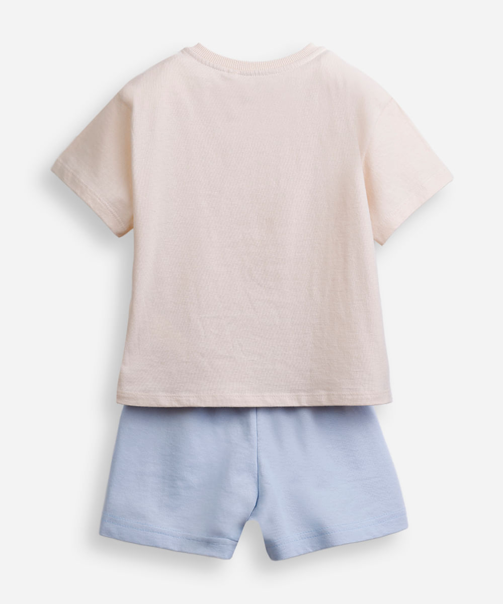 conjunto curto infantil de algodão estampado colorido