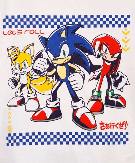 conjunto curto infantil de algodão sonic off white