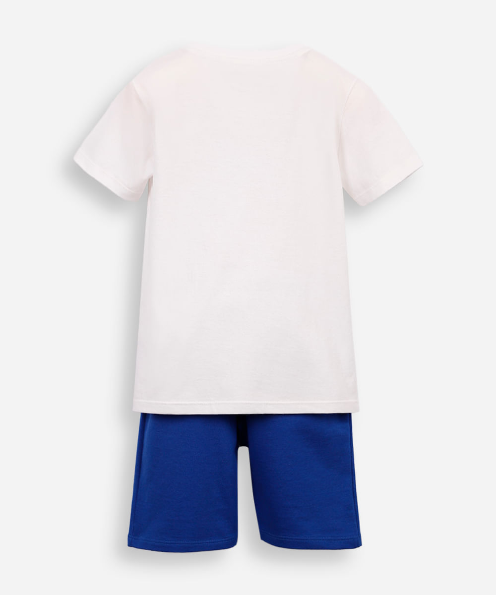 conjunto curto infantil de algodão sonic off white