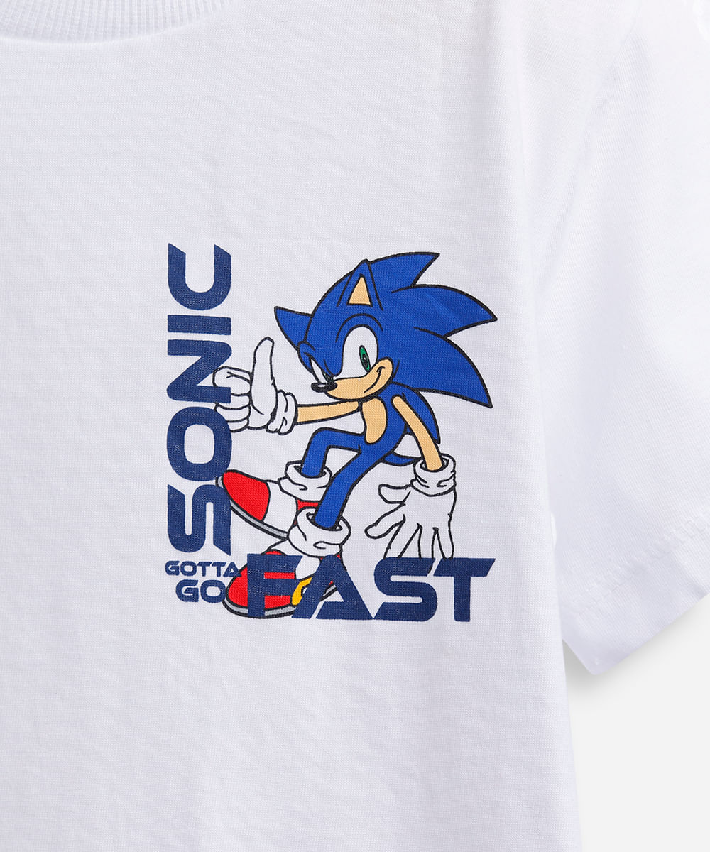 kit de 2 camisetas infantis de algodão sonic colorido