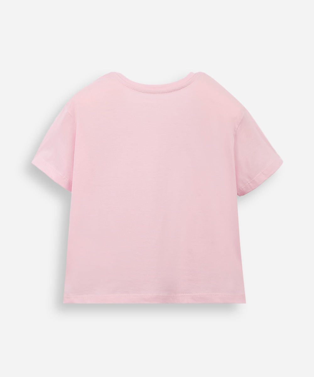 camiseta infantil de algodão cupcake com glitter texturizada rosa
