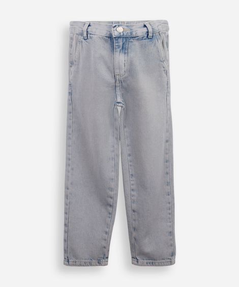 calça reta infantil jeans cós elástico azul
