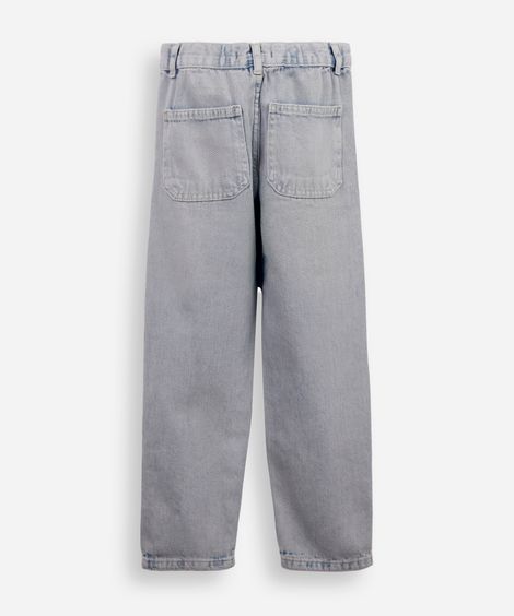 calça reta infantil jeans cós elástico azul