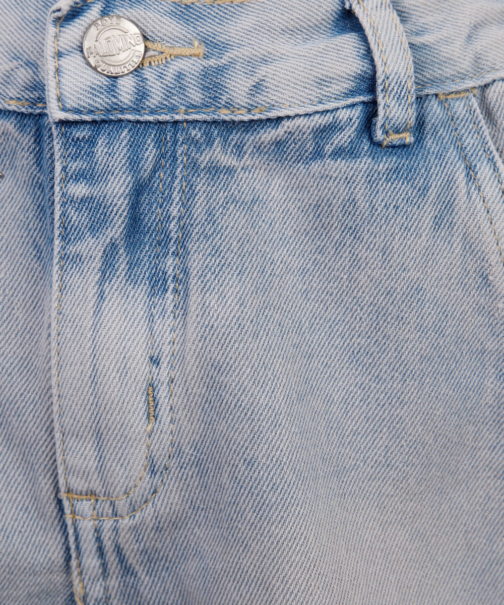 calça reta infantil jeans cós elástico azul