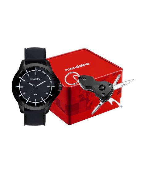 kit relógio masculino analógico mondaine 99685gpmvpi1kc preto