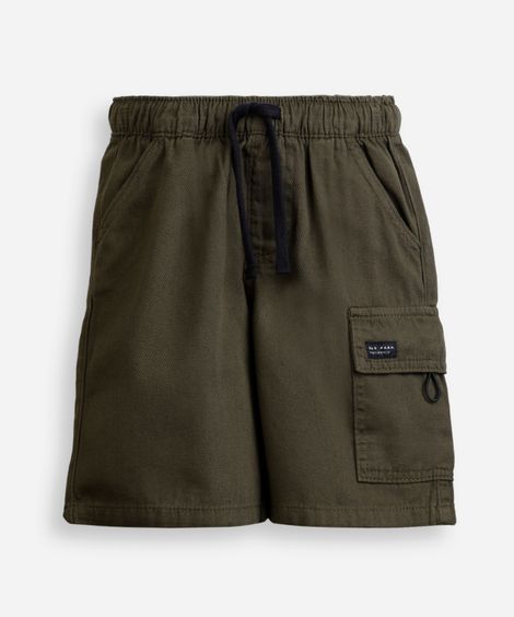bermuda cargo de sarja infantil - verde médio