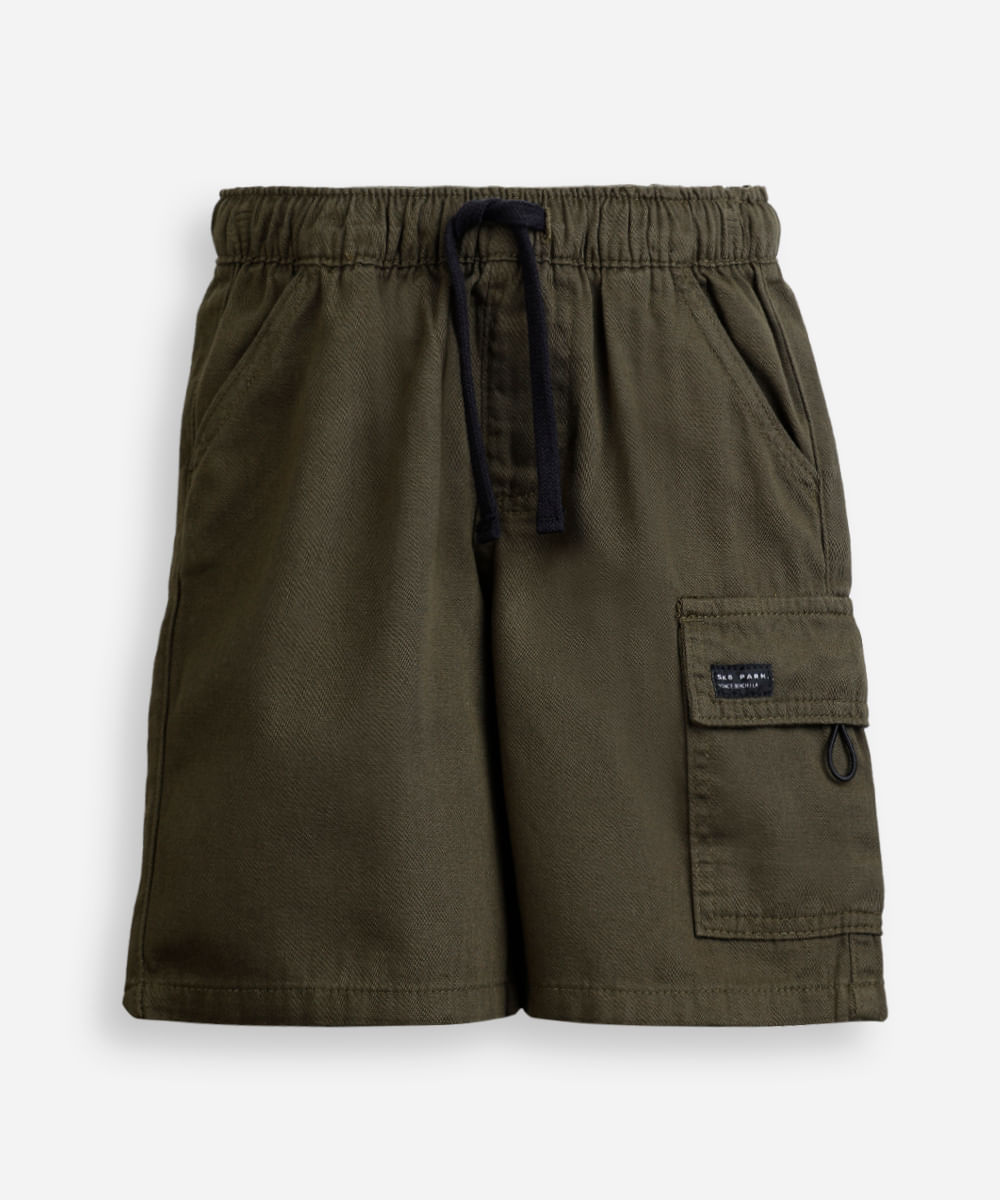 bermuda cargo de sarja infantil - verde médio