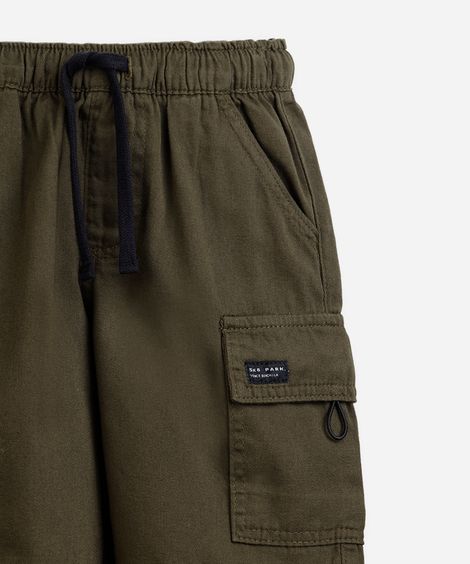 bermuda cargo de sarja infantil - verde médio