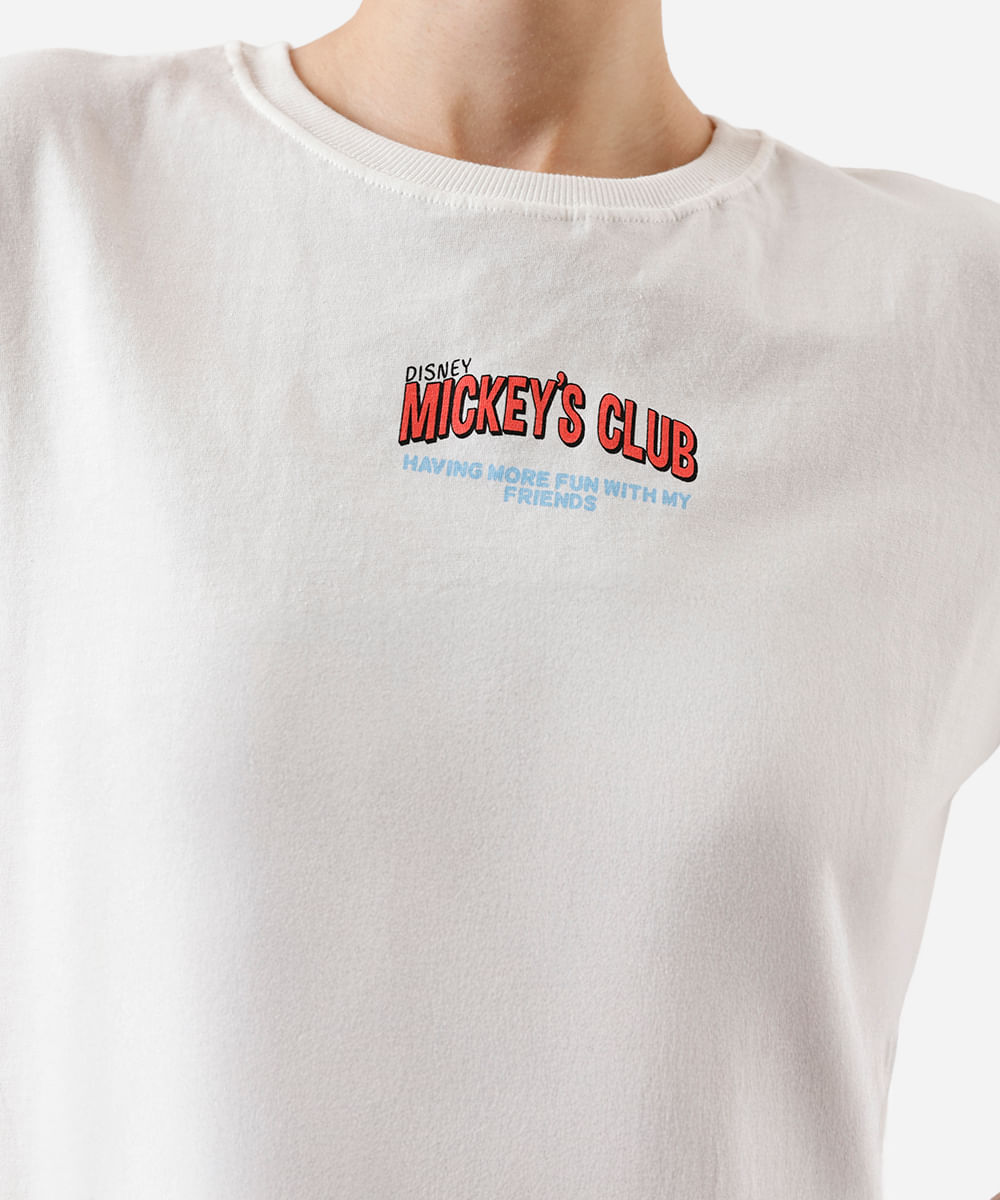 camiseta feminina de algodão mickey off white