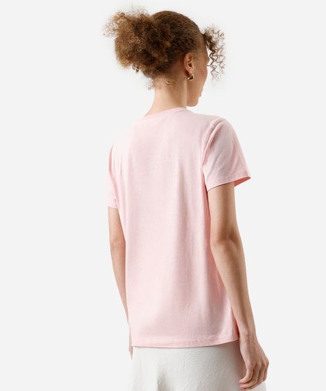 camiseta feminina de algodão estampada rosa