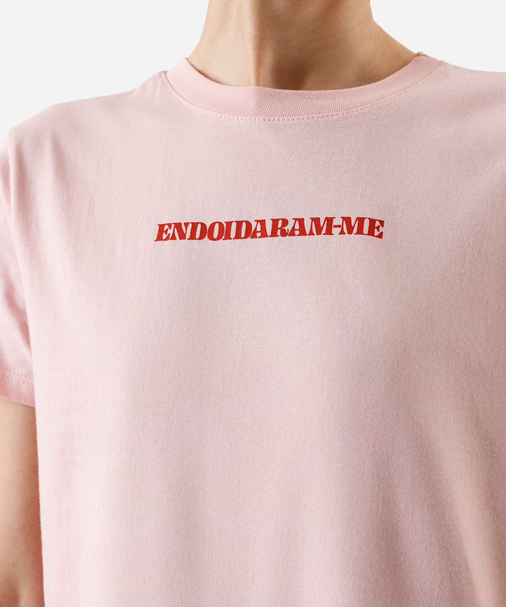 camiseta feminina de algodão estampada rosa