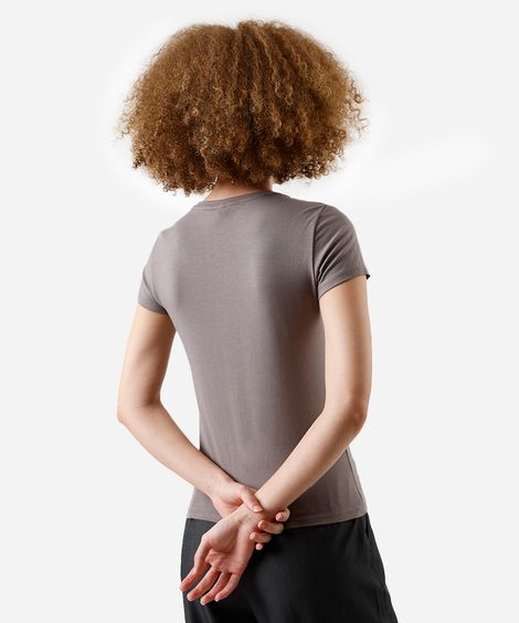 camiseta básica feminina de algodão manga curta cinza