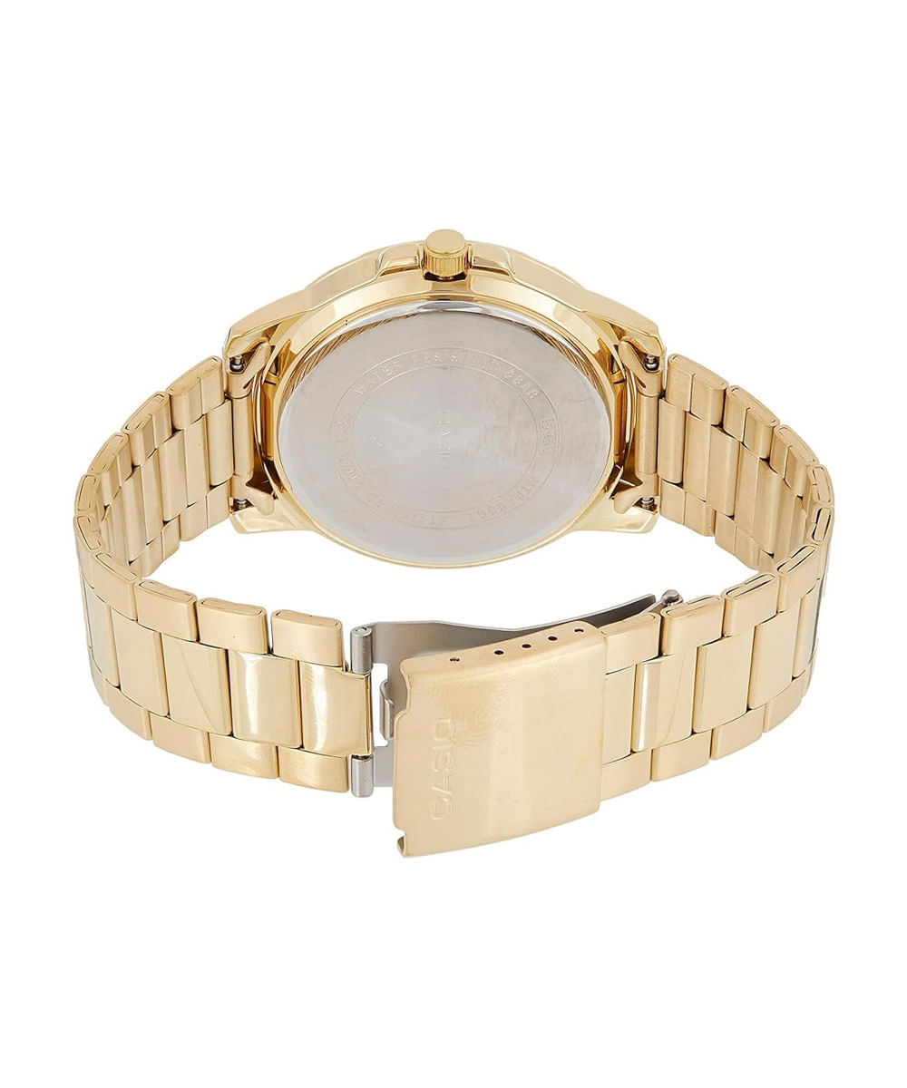 kit relógio masculino casio analógico calendário mtp vd01g 1bvudf dourado