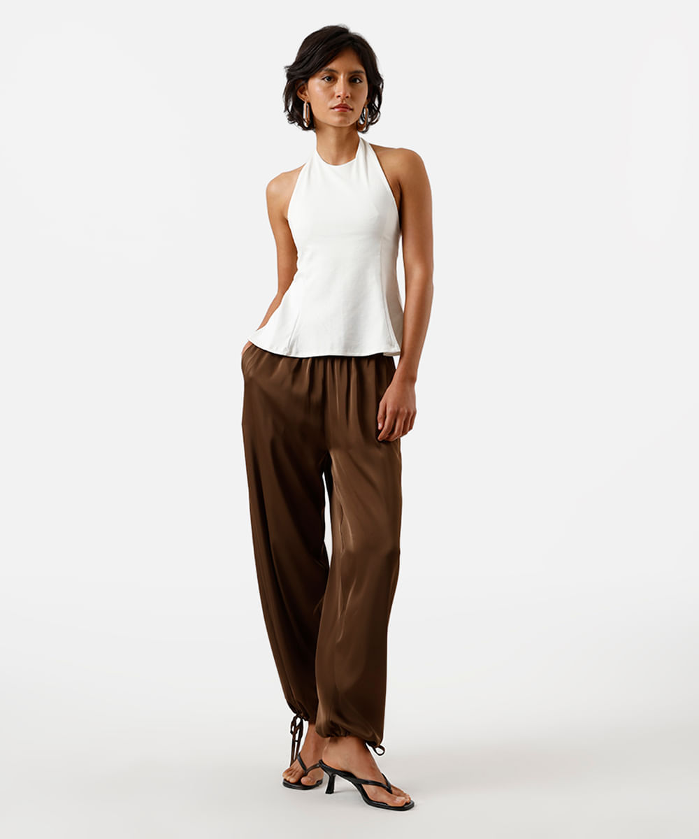 blusa peplum feminina de viscose frente única  off white