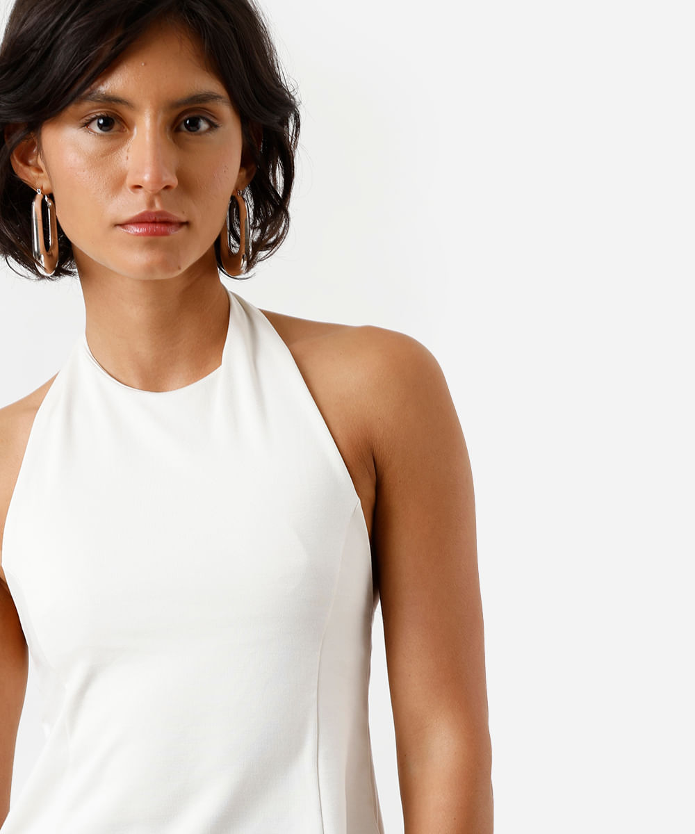 blusa peplum feminina de viscose frente única  off white