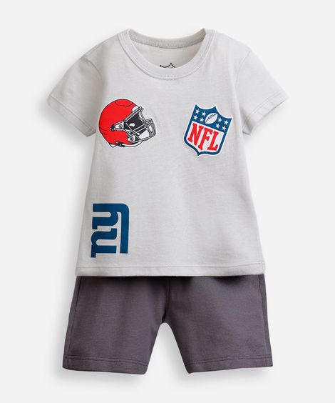 conjunto curto infantil de algodão nfl colorida