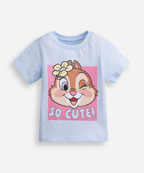 camiseta infantil de algodão clarice com glitter azul