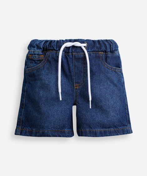 short infantil jeans cós elástico azul