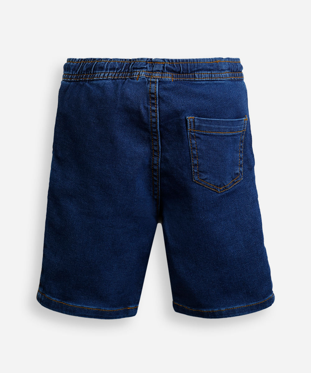bermuda reta infantil jeans cós elástico azul