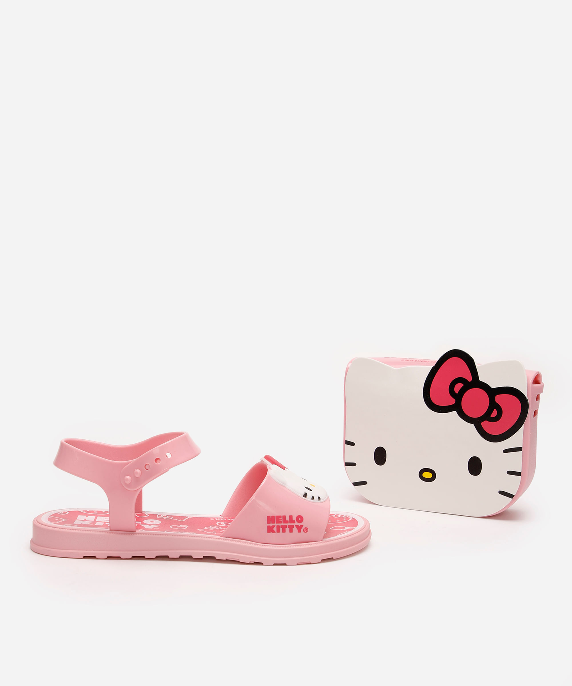 sandália infantil hello kitty grendene com brinde rosa