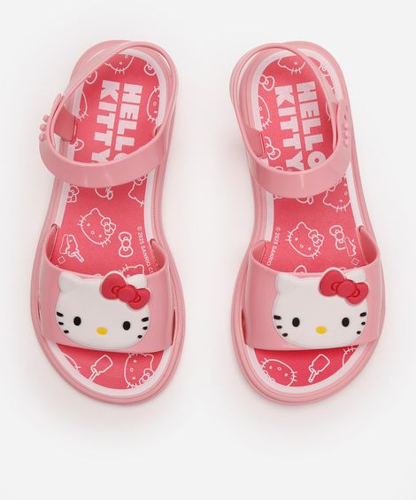 sandália infantil hello kitty grendene com brinde rosa